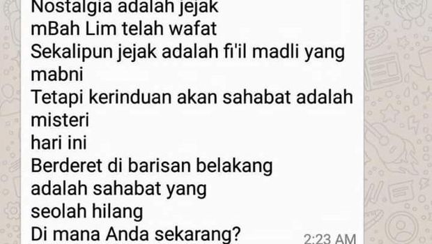 Slamet Effendy Sempat Ungkap Rindu dengan Sahabat yang 