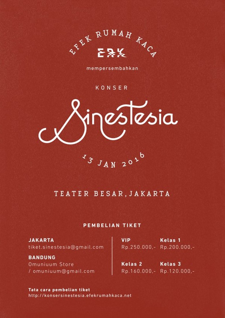 Tiket Konser 'Sinestesia' ERK Dijual Mulai Rp 120 ribu