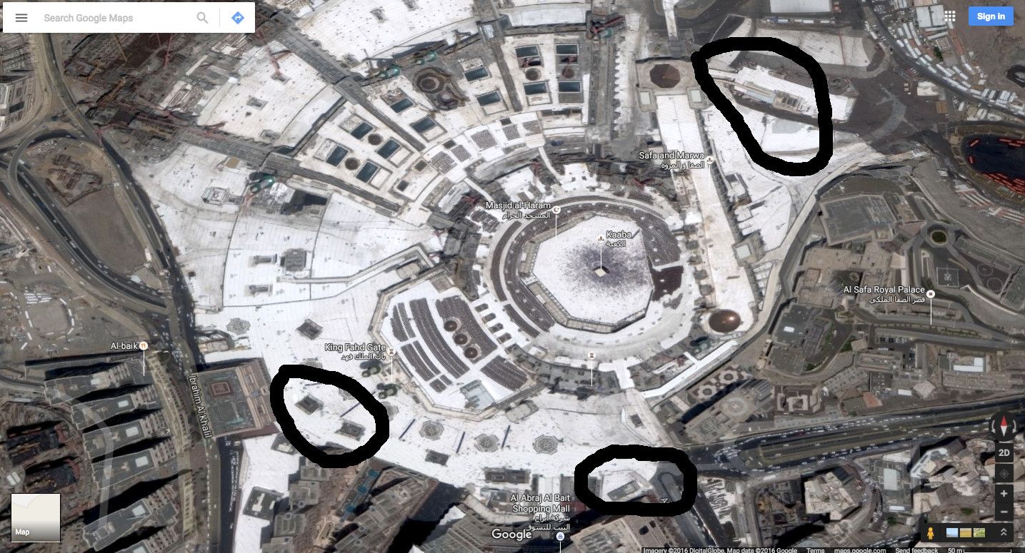 Titik-titik lokasi toilet di sekitar Masjidil Haram yang diberi 