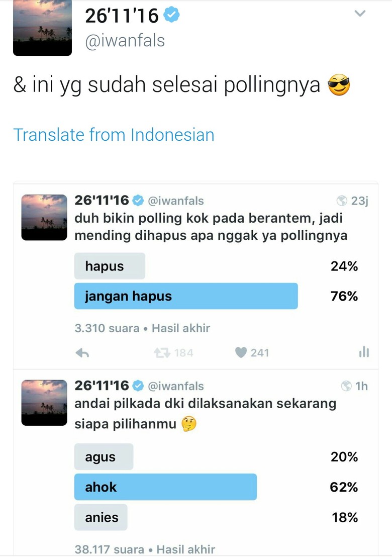 Ramai Di Medsos Iwan Fals Bikin Polling Pilkada DKI Siapa Menang