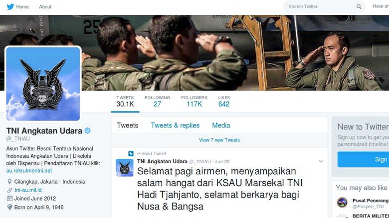 Sosok di Balik Akun Twitter Gaul TNI AU yang Masih Misterius Sosok di Balik Akun Twitter Gaul TNI AU yang Masih Misterius