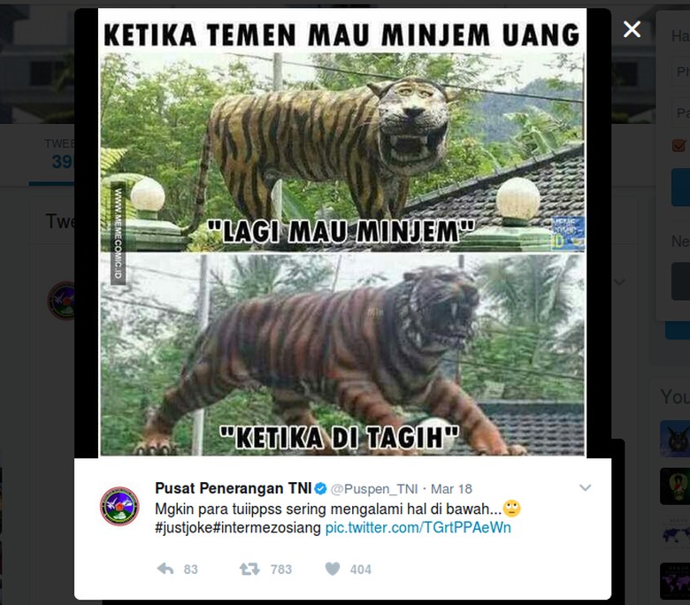TNI Juga Bikin Meme Macan Lucu Cisewu TNI Juga Bikin Meme Macan Lucu Cisewu