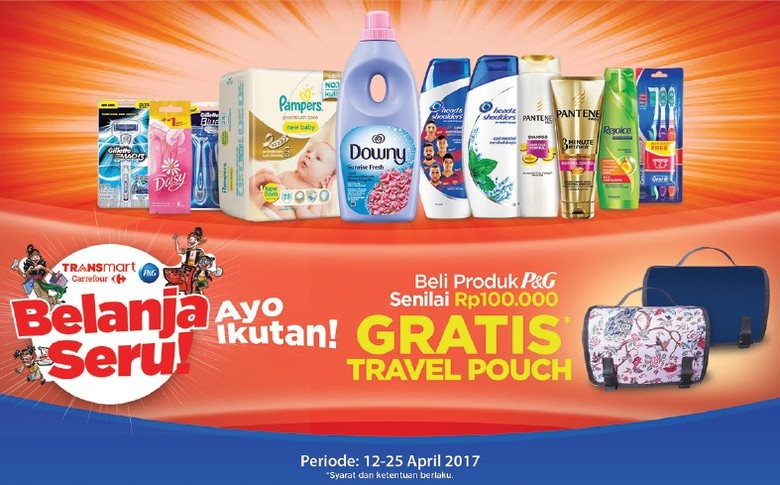 Beli Produk P&G, Gratis Travel Pouch Transmart Carrefour