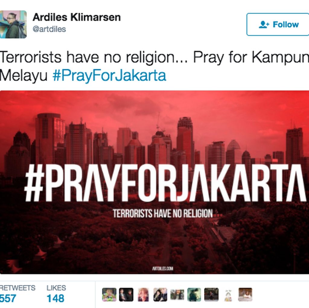#PrayForJakarta Menggema di Linimasa #PrayForJakarta Menggema di Linimasa