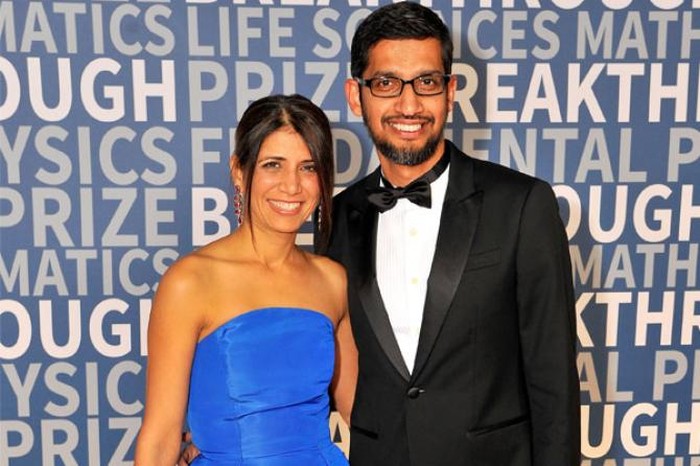 Sundar Pichai dan istrinya Anjali. Foto: istimewa Sundar Pichai dan istrinya Anjali. Foto: istimewa
