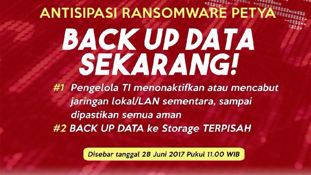 Antisipasi Serangan Petya, Menkominfo Serukan Pengamanan Data Antisipasi Serangan Petya, Menkominfo Serukan Pengamanan Data