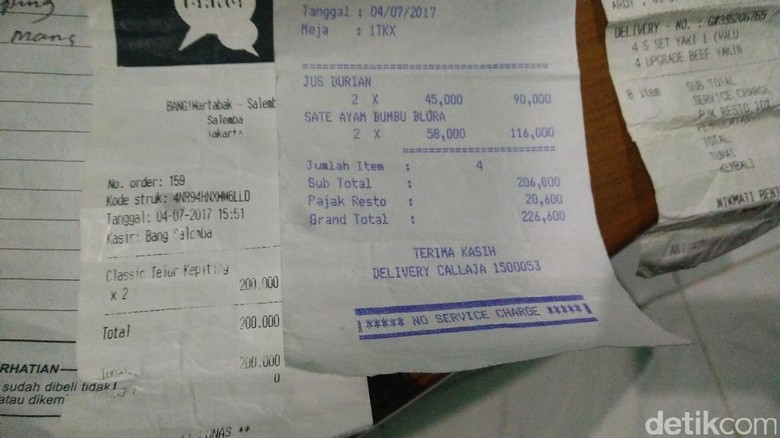 Penampakan Lembaran Nota Order Fiktif Go-Food yang Teror Julianto Penampakan Lembaran Nota Order Fiktif Go-Food yang Teror Julianto