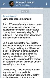 Kisah di Balik Layar Pemblokiran Telegram