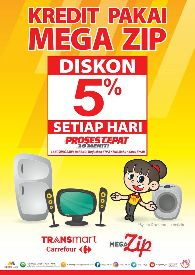 Tambahan Diskon 5% Megazip di Transmart dan Carrefour Tambahan Diskon 5% Megazip di Transmart dan Carrefour