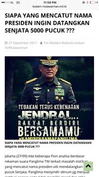 Artikel Kodam Mulawarman yang Serang Kepala BIN Sudah Dihapus