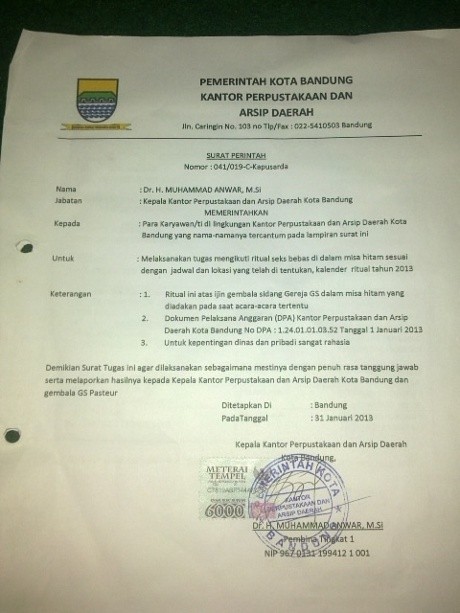 Teken Edaran Seks Bebas, Kepala Perpustakaan Bandung: Itu Palsu, Fitnah! Teken Edaran Seks Bebas, Kepala Perpustakaan Bandung: Itu Palsu, Fitnah!
