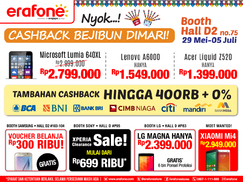 Murahnya Smartphone branded di Booth Erafone Jakarta Fair Murahnya Smartphone branded di Booth Erafone Jakarta Fair